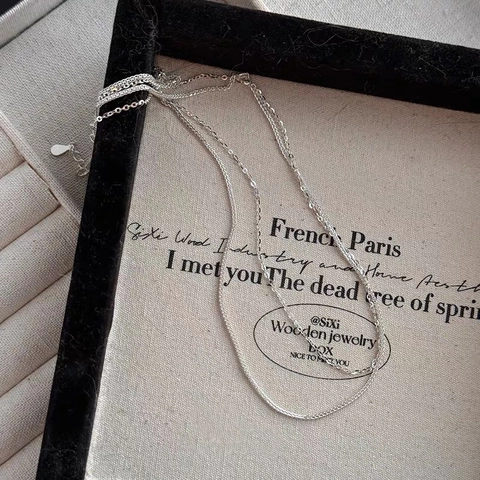 925 Sterling Silver Shimmering Chopin Chain Necklace For Women Minimalist Layered Clavicle Link Necklace Jewelry Gift