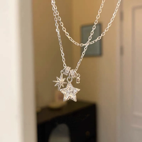 Collana Con Ciondolo a Stella Pentacolo in Argento Sterling 925 Con Zirconia per Donna Gioielli Regalo Minimalista Catena Regolabile