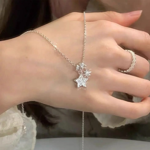 Collana Con Ciondolo a Stella Pentacolo in Argento Sterling 925 Con Zirconia per Donna Gioielli Regalo Minimalista Catena Regolabile