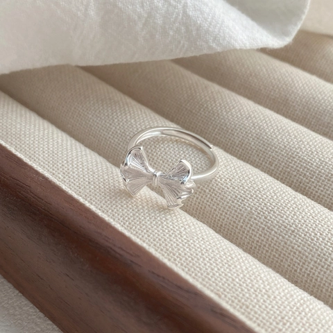 S925 Sterlingsilber Schleife Ring Für Damen Verstellbar Offener Ring Leichter Luxus Elegant Gerippte Textur Schicker Schmuck