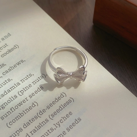 S925 Sterlingsilber Schleife Ring Für Damen Verstellbar Offener Ring Leichter Luxus Elegant Gerippte Textur Schicker Schmuck