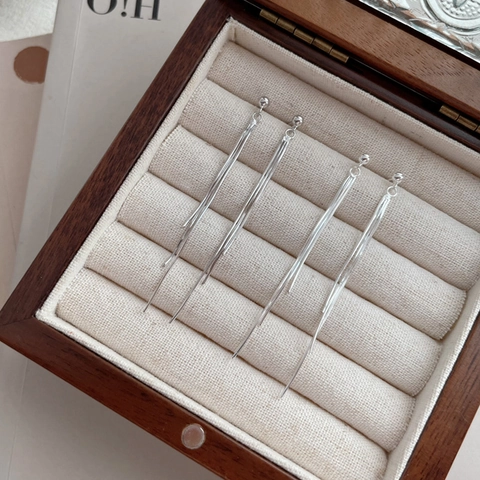 925 Sterlingsilber Quasten Ohrstecker Lange Kette Minimalistisch Geometrische Runde Perle Lineare Hängende Ohrringe Für Damen