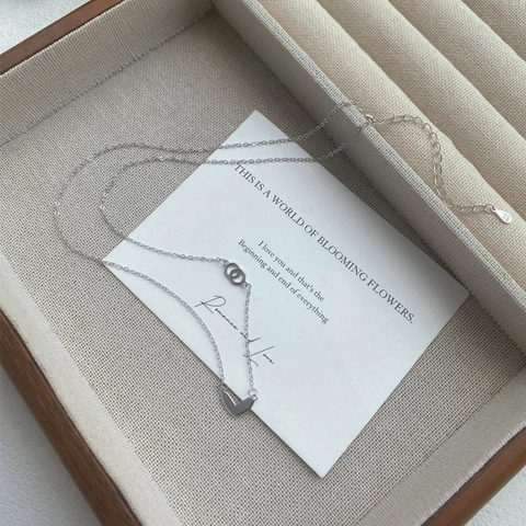 Minimalistische S999 Sterlingsilber Herz Kette Für Damen Mit Doppelringen Elegante Leichte Luxus Schmuck Geschenk