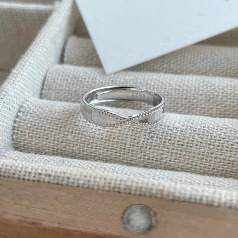 Koreanischer Stil 925 Sterlingsilber Verdrehter Knoten Offener Ring Damen Minimalistisch Perlenkante Hochglanz Verstellbarer Ring Schmuck