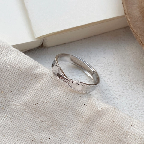 Koreanischer Stil 925 Sterlingsilber Verdrehter Knoten Offener Ring Damen Minimalistisch Perlenkante Hochglanz Verstellbarer Ring Schmuck