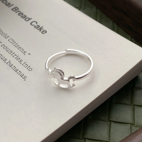 925 Sterling Silver Rocking Horse Ring With Ancient Coin Design Adjustable Opening Minimalist New Chinese Style Jewelry Gift For Women