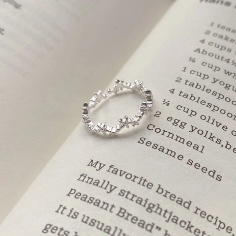 925 Plata de Ley Estrella Anillo Abierto para Mujer Exquisito Ajustable Pentagrama Anillo de Dedo Lujo Ligero Joyería Moda