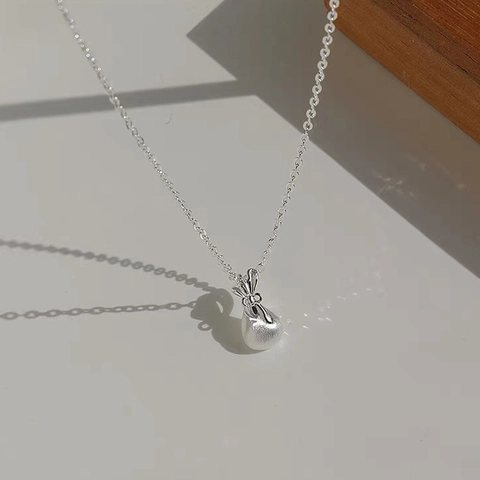 Collana con Pendente Portafortuna in Argento Sterling S999 per Donna Stile Cinese Ciondolo a Sacchetto Portamonete Gioielli Lusso