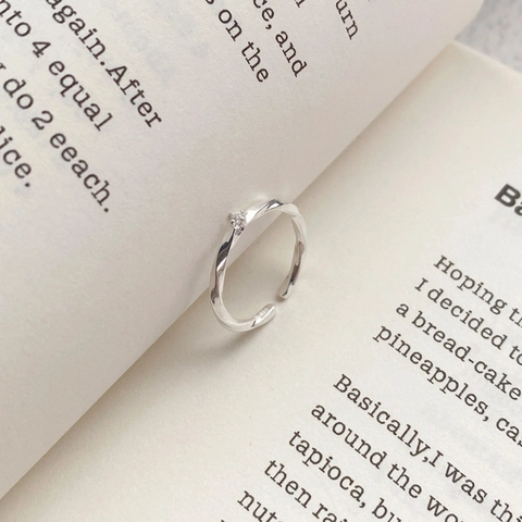 S999 Sterling Silver Mobius Open Ring For Women Minimalist Adjustable Twisted Rope Zirconia Fine Jewelry Gift