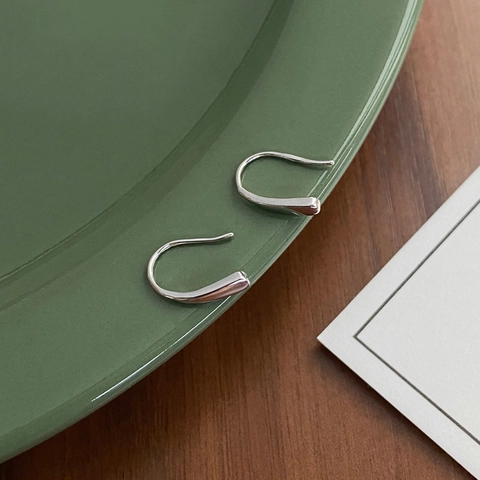 Orecchini a Bottone a Goccia in Argento Sterling S999 Minimalisti per Donna Design di Nicchia Goccia d'Acqua Lucidata Gioielli di Moda