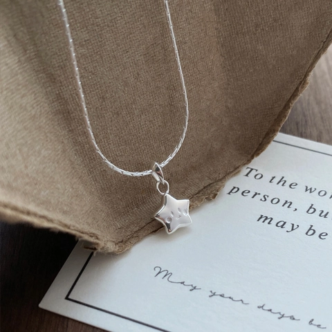S925 Sterlingsilber Süße Stern Anhänger Halskette Für Damen Minimalistisch Poliert Strass Schlüsselbein Kette Schmuck Geschenk