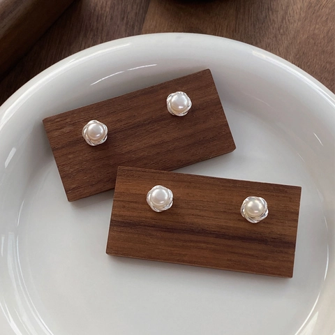 S999 Fijn Zilver Natuurlijke Zoetwaterparel Oorknopjes Voor Dames Minimalistisch Spiraal Twist Ontwerp Elegante Sieraden Cadeau