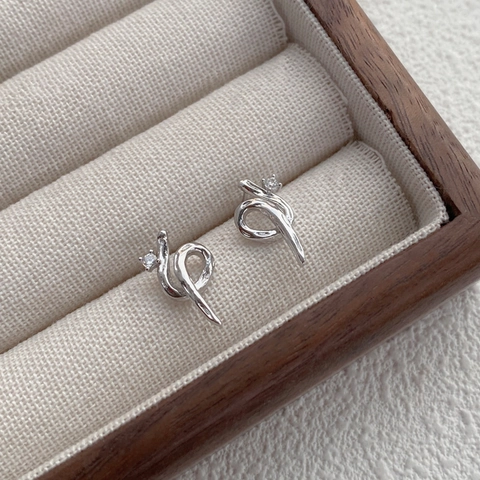 Orecchini a Bottone a Serpente in Argento Sterling S925 Con Perno in Argento Sterling 925 Zirconia Gioielli Intrecciati Per Donna