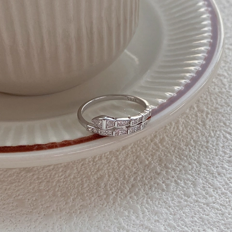 925 Sterlingsilber Schlange Ring Für Damen Zirkonia Besetzt Verstellbar Offener Ring Eleganter Minimalistischer Schmuck