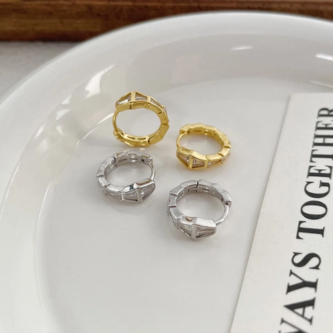 S925 Sterling Silver Minimalist Snake Hoop Earrings For Women Pave Rhinestone Geometric Huggie Earrings Fashion Jewelry