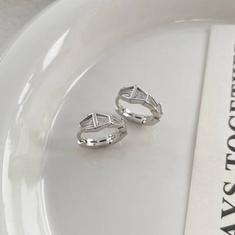 S925 Sterling Silver Minimalist Snake Hoop Earrings For Women Pave Rhinestone Geometric Huggie Earrings Fashion Jewelry