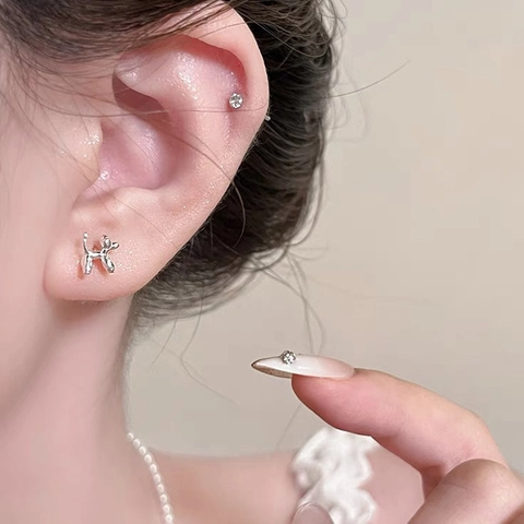 S999 Fijn Zilver Ballonhond Oorknopjes Voor Vrouwen Minimalistisch Klein Dier Gepolijst Mode Sieraden Geschenk