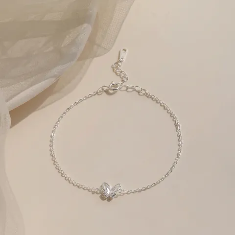 S999 Feinsilber Schmetterling Armband Für Damen Minimalistisch Hohl Schmetterling Anhänger Verstellbare Handkette Luxus Schmuck