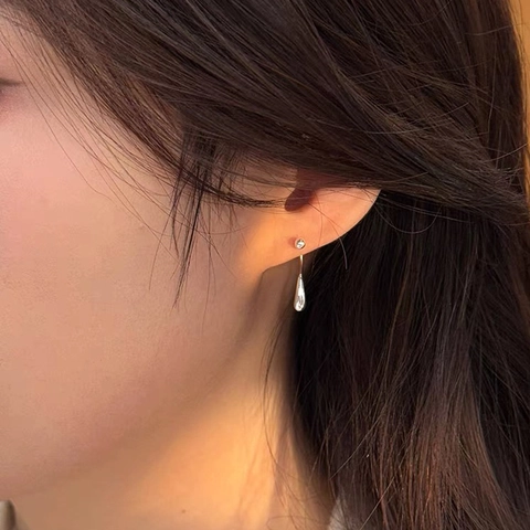 Minimalistische S999 Sterling Zilveren Waterdruppel Oorknopjes Voor Vrouwen Elegante Gepolijste Druppeloorbellen Dagelijkse Sieraden