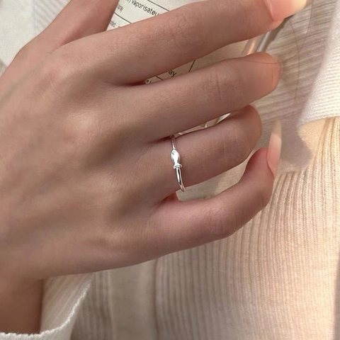 Minimalistischer 999 Sterlingsilber Fisch Ring Verstellbarer Offener Fingerring Mit Kleiner Zirkonia Auge Täglicher Schmuck Damen
