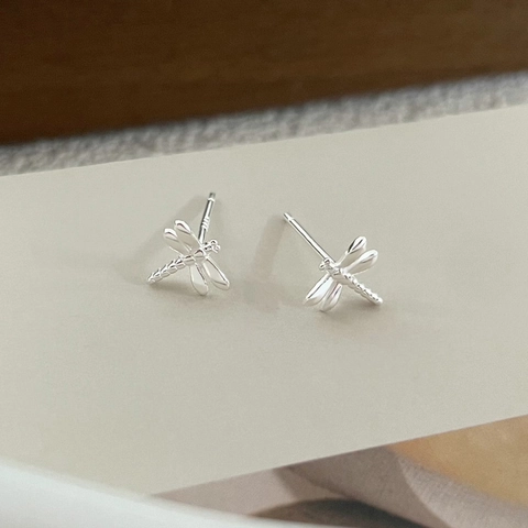 Boucles d'Oreilles Clous Libellule en Argent Sterling S925 Minimalistes Bijoux d'Oreille Forme d'Animal pour Femmes Accessoires