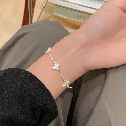 Bracciale a Farfalla in Argento Sterling 925 per Donna Squisita Catena a Maglie Regolabile con Texture Laser Gioielli alla Moda Regalo