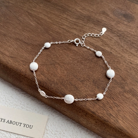 925 Sterlingsilber Minimalistische Mattierte Runde Perle Armband Für Damen Verstellbar Mode Schmuck Einfach Hand Zubehör Geschenk