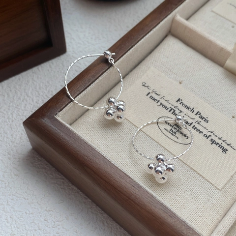Eleganti Orecchini a Cerchio in Argento Sterling 925 Per Donna Minimalisti con Cluster di Perle Lucide Orecchini Pendenti Gioielli Pendolare