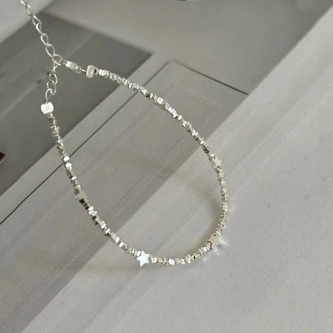 925 Sterlingsilber Stern Armband Für Damen Minimalistisch Facettiert Unregelmäßige Perlen Luxusschmuck Verstellbare Kette