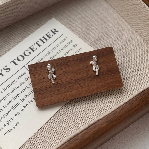 S999 Sterling Zilver Strik Oorknopjes Voor Vrouwen Zoet Minimalistisch Ins Stijl Mode Zilveren Sieraden Accessoires Cadeau