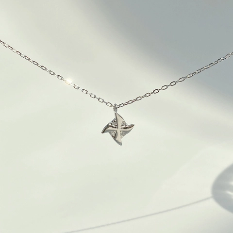 S925 Sterling Silver Windmill Pendant Necklace For Women Elegant Rhinestone Inlaid Clavicle Chain Minimalist Jewelry Gift