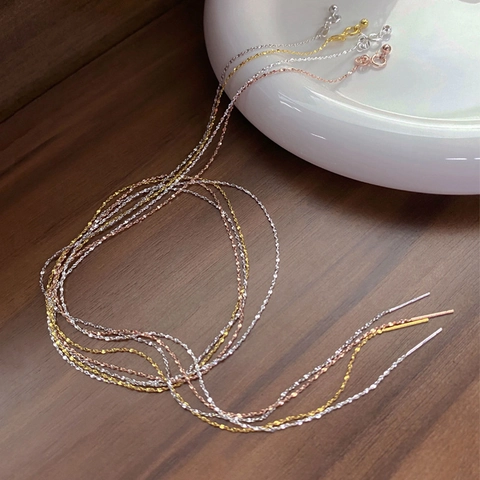 925 Sterling Silver Minimalist Gypsophila Necklace For Women Adjustable Fine Chain Necklaces Versatile Elegant Jewelry