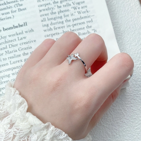 925 Sterling Silber Schmetterling Offener Ring Für Damen Verstellbarer Zirkonia Eingelegter Zeigefingerring Eleganter Leichter Luxus Schmuck