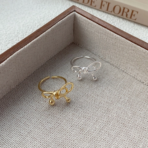 Anillo de Lazo Tejido S925 de Plata de Ley con Perlas para Mujer Minimalista Elegante Anillo de Dedo Abierto Ajustable