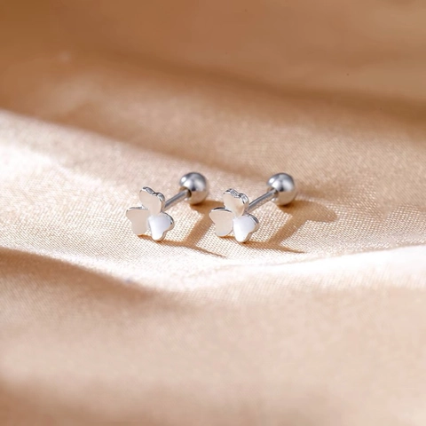 S999 Feinsilber Kleeblatt Ohrstecker Einfaches Minimalistisches Blatt Design Mit Schraubverschluss Zubehör Für Damen Ohrenpflege Schmuck