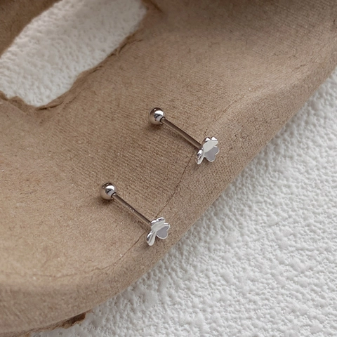 S999 Feinsilber Kleeblatt Ohrstecker Einfaches Minimalistisches Blatt Design Mit Schraubverschluss Zubehör Für Damen Ohrenpflege Schmuck