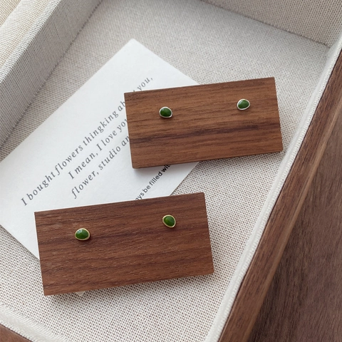 Minimalistische Avocado Grüne Jaspis Ohrstecker Mit S999 Sterlingsilber Stift Elegante Vintage Schmuck Für Damen Alltagsmode