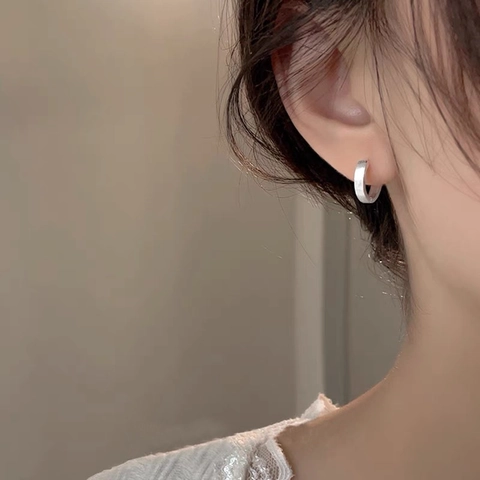 S999 Argento Puro Orecchini a Cerchio Spazzolati Minimalisti per Donna Finitura Opaca Design di Nicchia Fibbia per Orecchio Geometrica Tonda