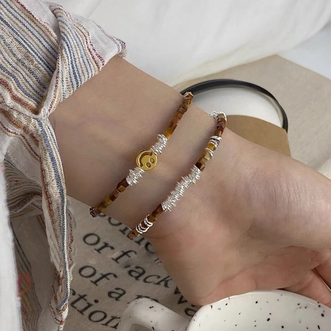 925 Sterling Silver Tiger Eye Bracelet For Women Trendy Smiley Face Simple Fashion Layered Jewelry Elegant Charm Hand Chain