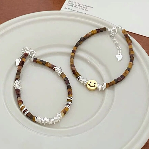 925 Sterling Silver Tiger Eye Bracelet For Women Trendy Smiley Face Simple Fashion Layered Jewelry Elegant Charm Hand Chain