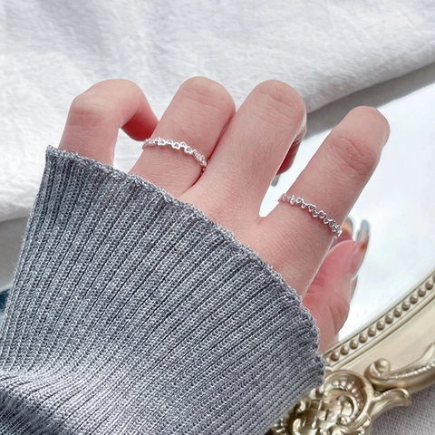 925 Sterling Silver Hollow Heart Open Ring For Women Minimalist Polished Adjustable Love Finger Jewelry Anniversary Gift