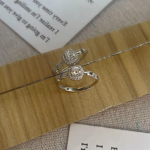 S925 Sterlingsilber Quadratisches Halo Kettendesign Ring Für Damen Verstellbar Strass Offener Fingerring Mode Elegant Schmuck Geschenk