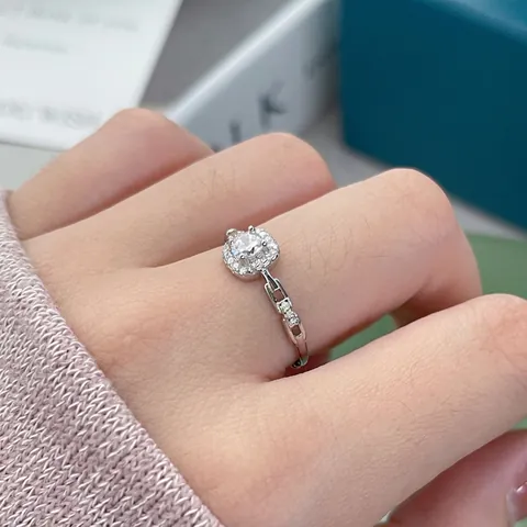 S925 Sterlingsilber Quadratisches Halo Kettendesign Ring Für Damen Verstellbar Strass Offener Fingerring Mode Elegant Schmuck Geschenk