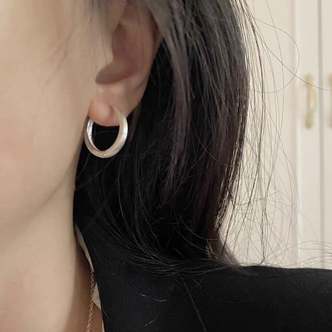 Orecchini a Cerchio in Argento Sterling 925 Minimalista Opaco Spazzolato Geometrico Rotondo Gioielli Per Donna Quotidiano