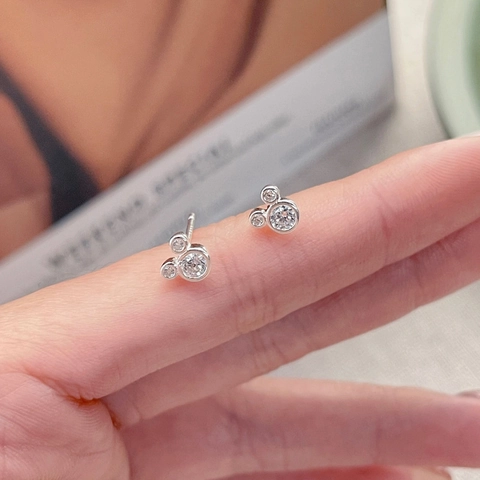 Orecchini a Bottone a Forma di Topo in Argento Sterling 925 Con Zirconia Bianca Gioielli Animali Leggeri Minimalisti per Donna Regalo