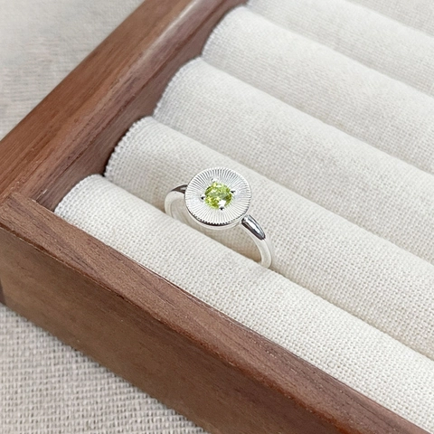 S925 Sterling Silber Grüne Zirkonia Gestreifte Offene Ring Für Damen Verstellbare Minimalistische Geometrische Ring Schmuck