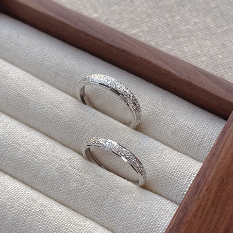 S925 Sterling Silver Galaxy Couple Ring Frosted Sandblasted Open Adjustable Band Light Luxury Matching Rings For Women Men Jewelry Gift