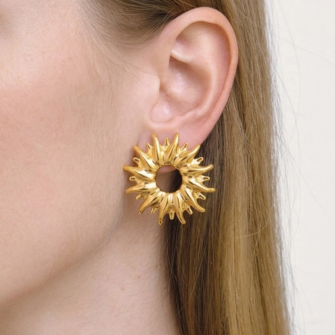 Sonnenstrahl Ohrstecker Edelstahl Geometrische Sonne Wasserdicht Mode Eleganter Schmuck Für Frauen