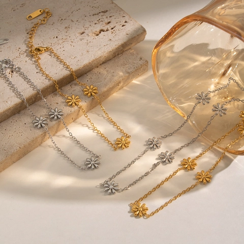 Collana E Bracciale Margherita Acciaio Inossidabile 304 Impermeabile Ipoallergenico Gioielli Donne