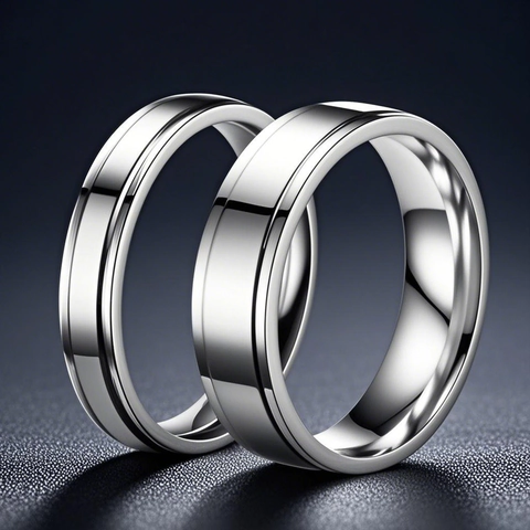 Minimalistische Edelstahl Paarringe Paar Doppelschritt Spiegel Poliert Mattiert Titanstahl Nicht Verblassend Bandring Schmuck